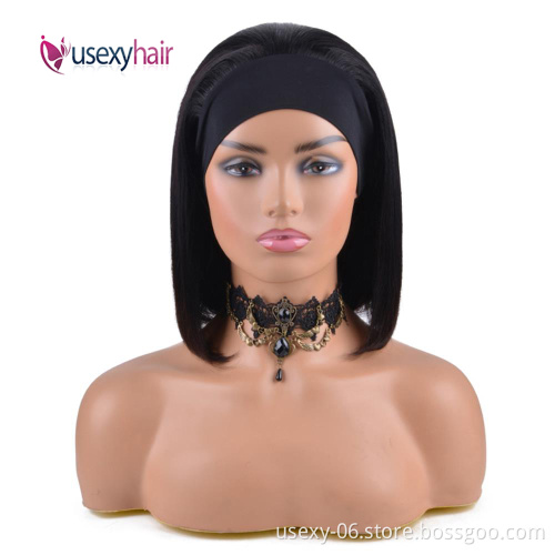 100% virgin brazilian human hair headband wigs,cheap wholesale natural human hair wigs for black women,none lace bob wigs